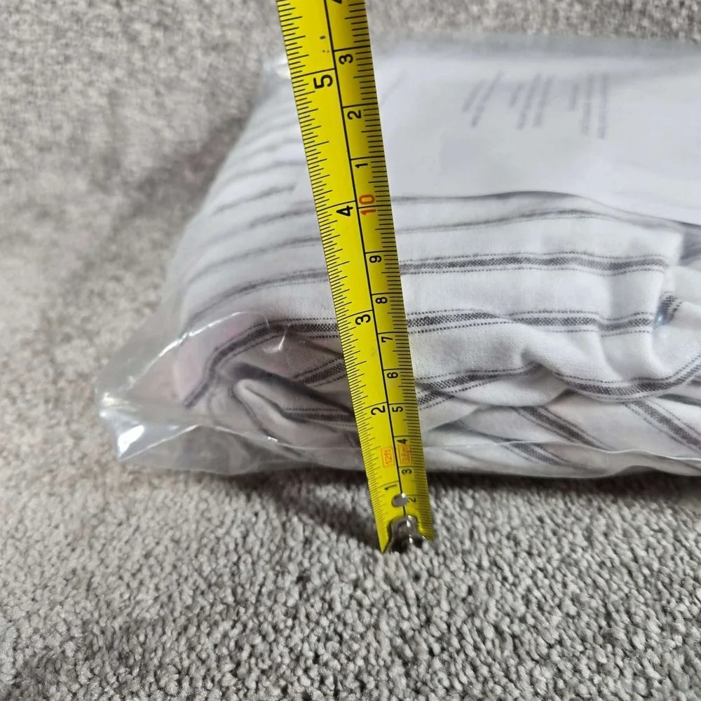 Garnet Hill Twin Fitted Sheet Flannel Sheet Paintbrush Ticking Stripe Coffee